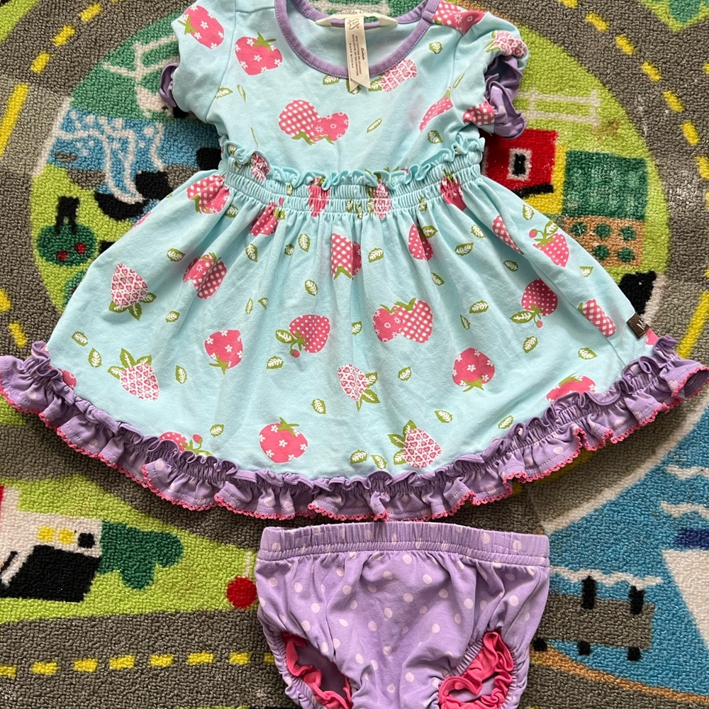 Matilda Jane Strawberry dress with bloomers 3-6M